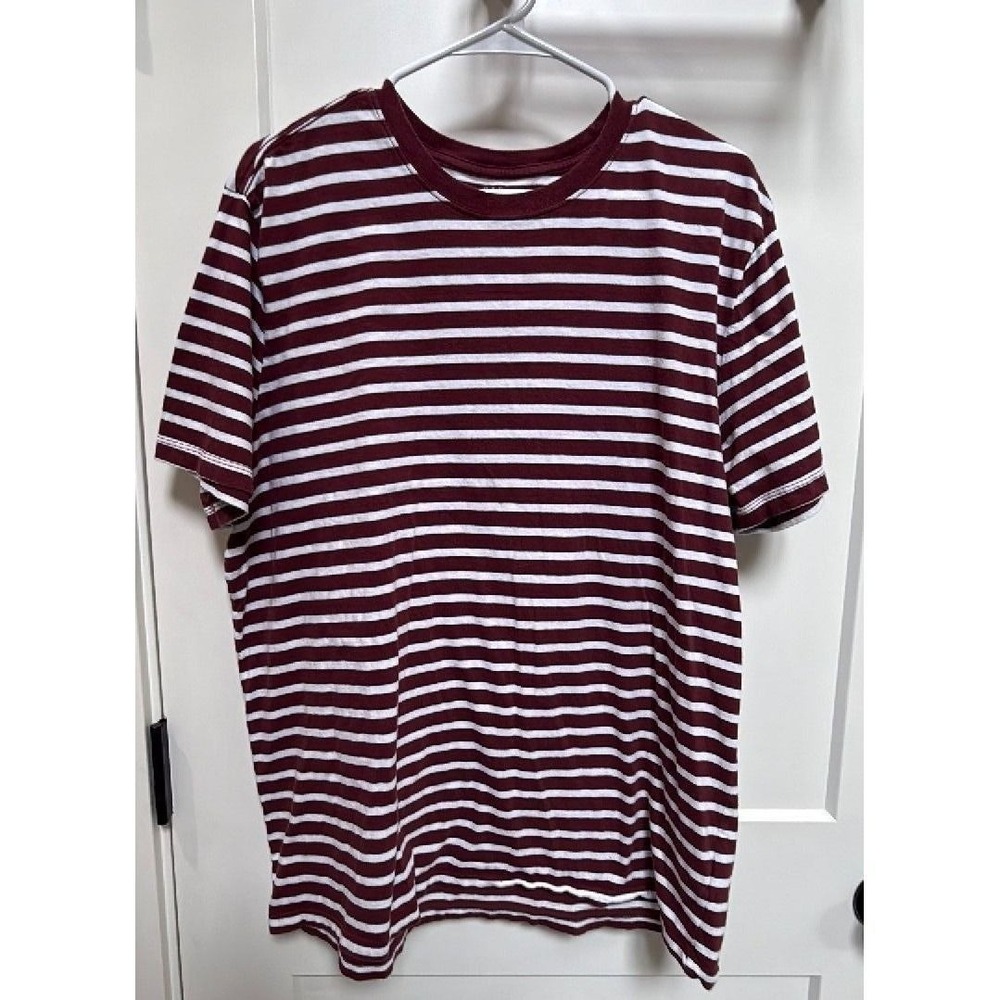 GAP Everyday Soft Striped T Shirt Men's XL Burgundy White‎ 100% Cotton